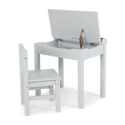 Child's Lift-Top Desk & Chair - Gray