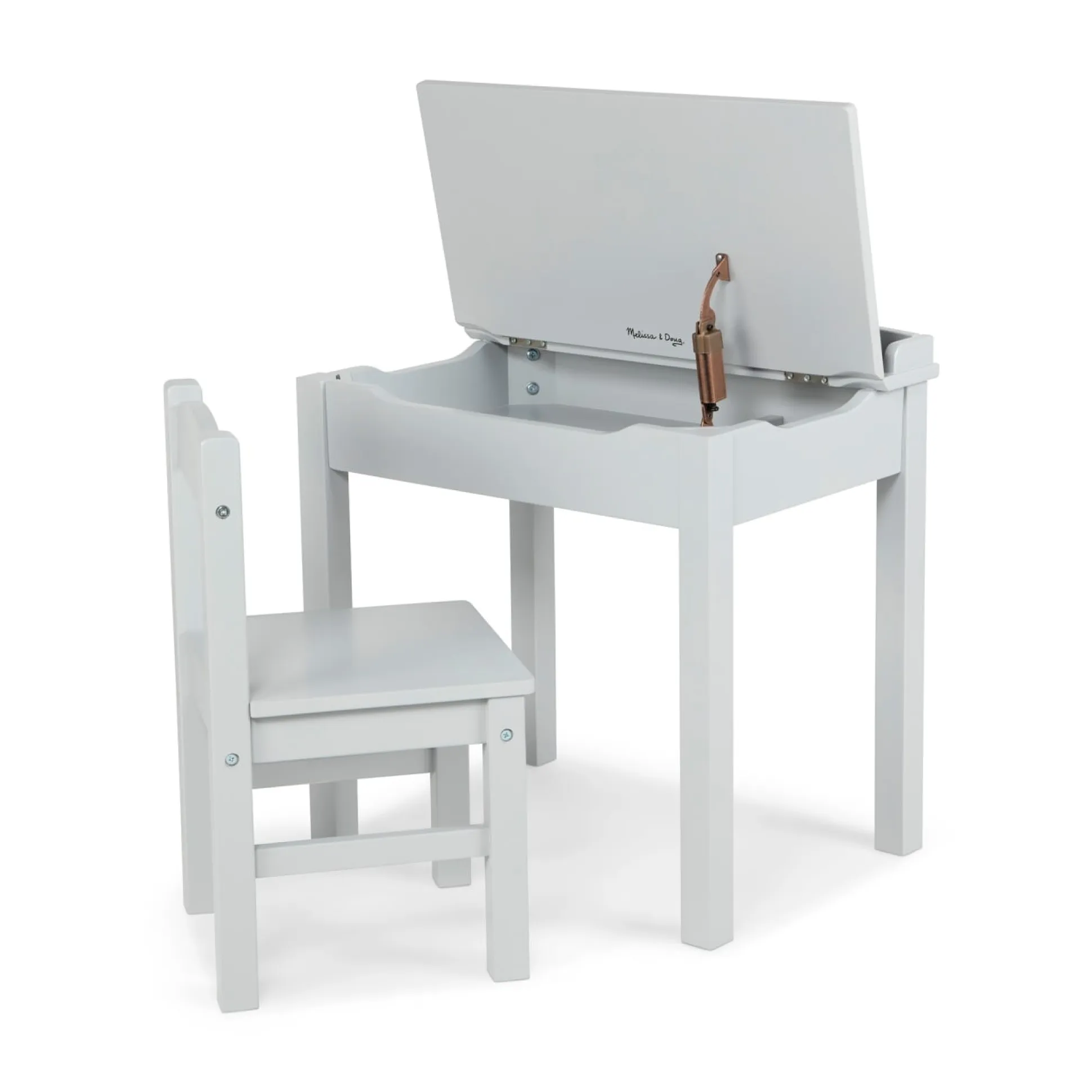 Child's Lift-Top Desk & Chair - Gray