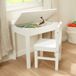 Child's Lift-Top Desk & Chair - White