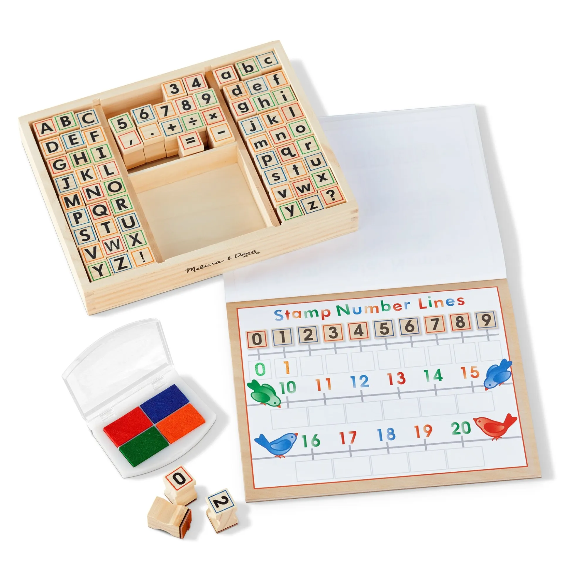 Deluxe Wooden Stamp Set - ABCs 123s