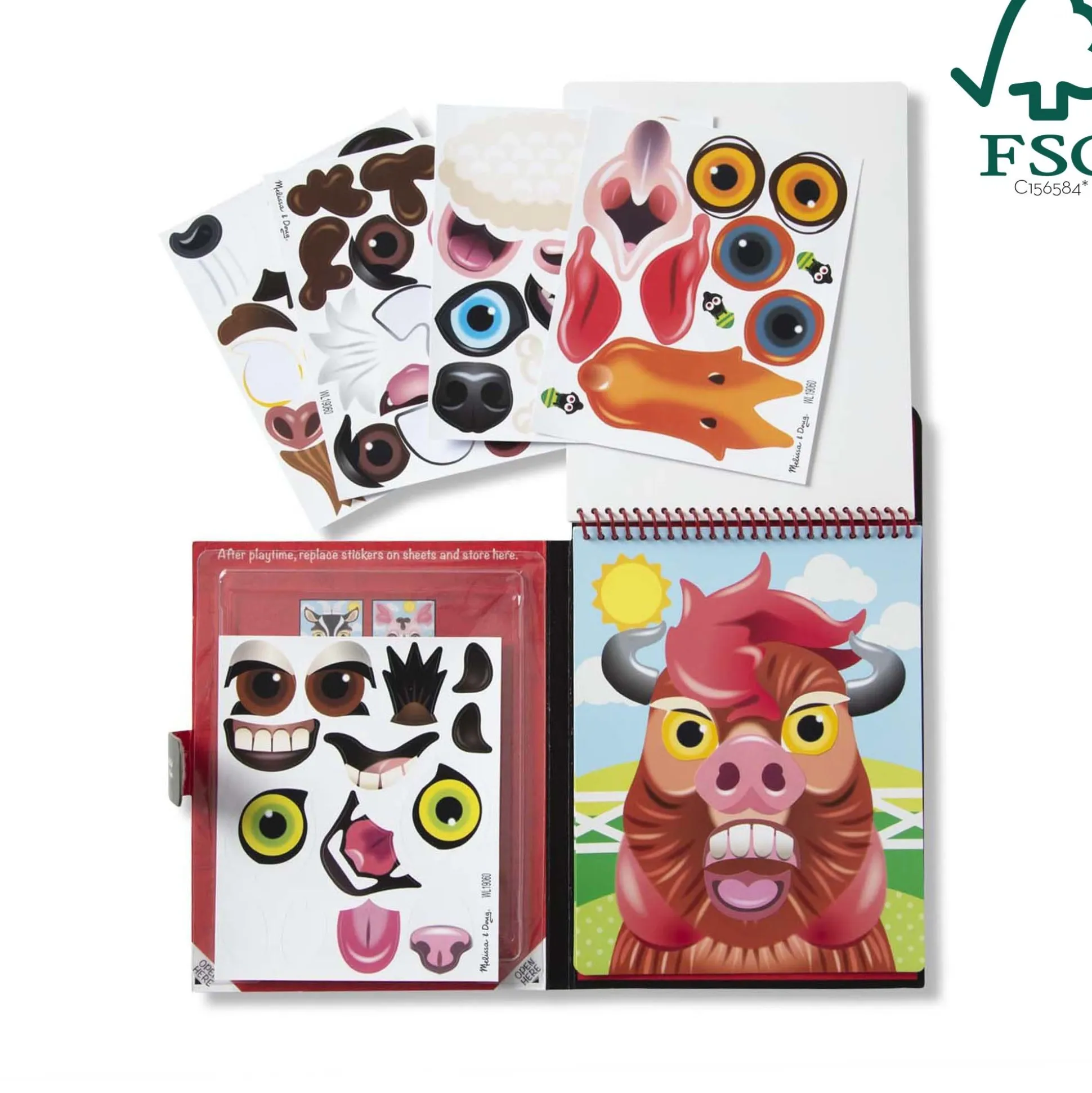 Make-a-Face – Farm Reusable Sticker Pad – On the Go Travel Activity