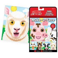 Make-A-Face Reusable Sticker Pad 3-Pack: Safari, Farm, Pets