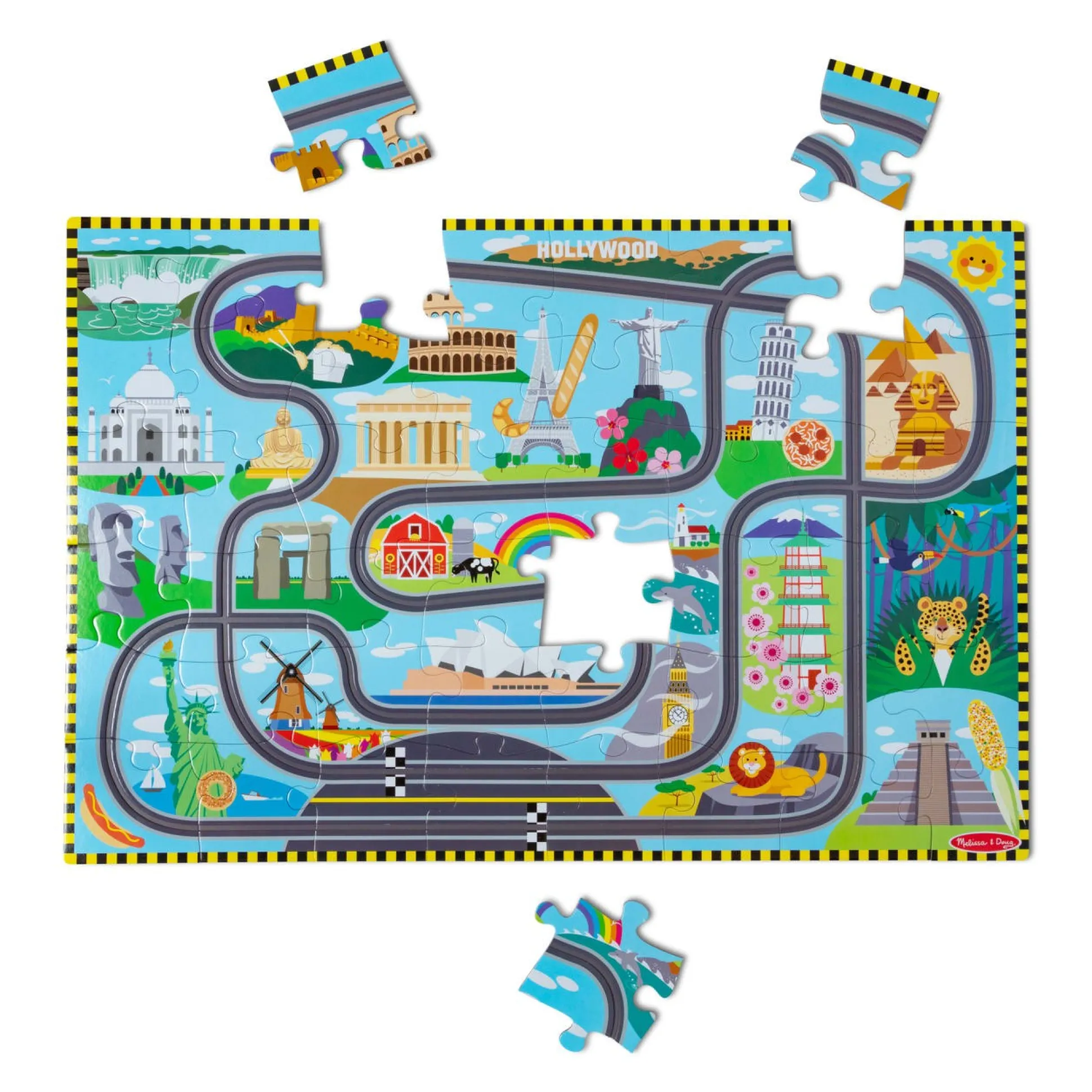 Race Around the World Tracks Floor Puzzle - 48 Pieces