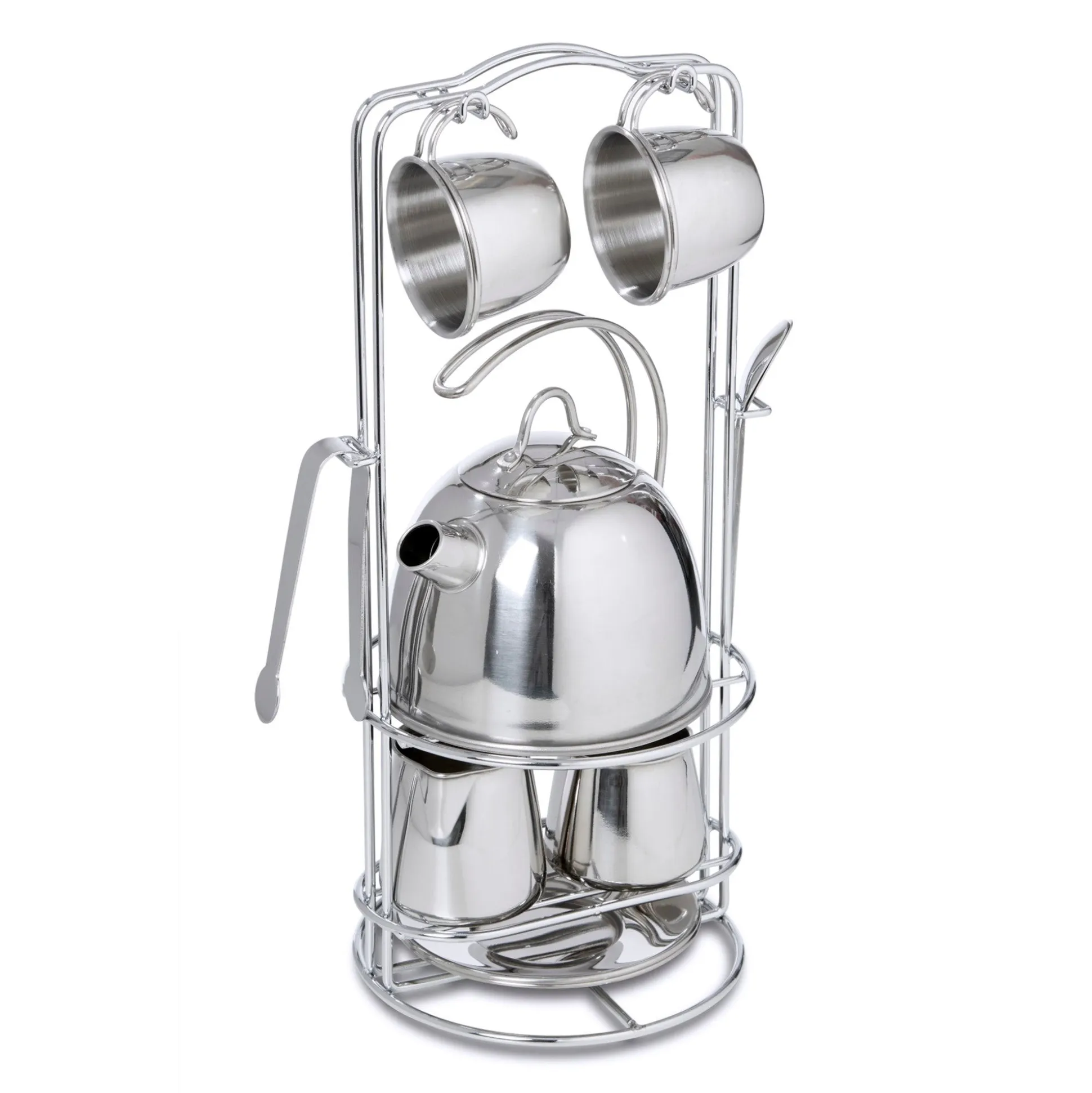 Stainless Steel Tea Set with Storage Stand