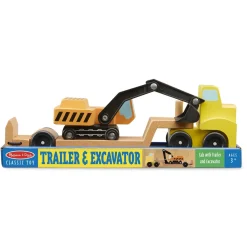 Trailer & Excavator Wooden Vehicles Play Set
