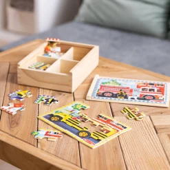 Wooden Jigsaw Puzzles in a Box - Vehicles