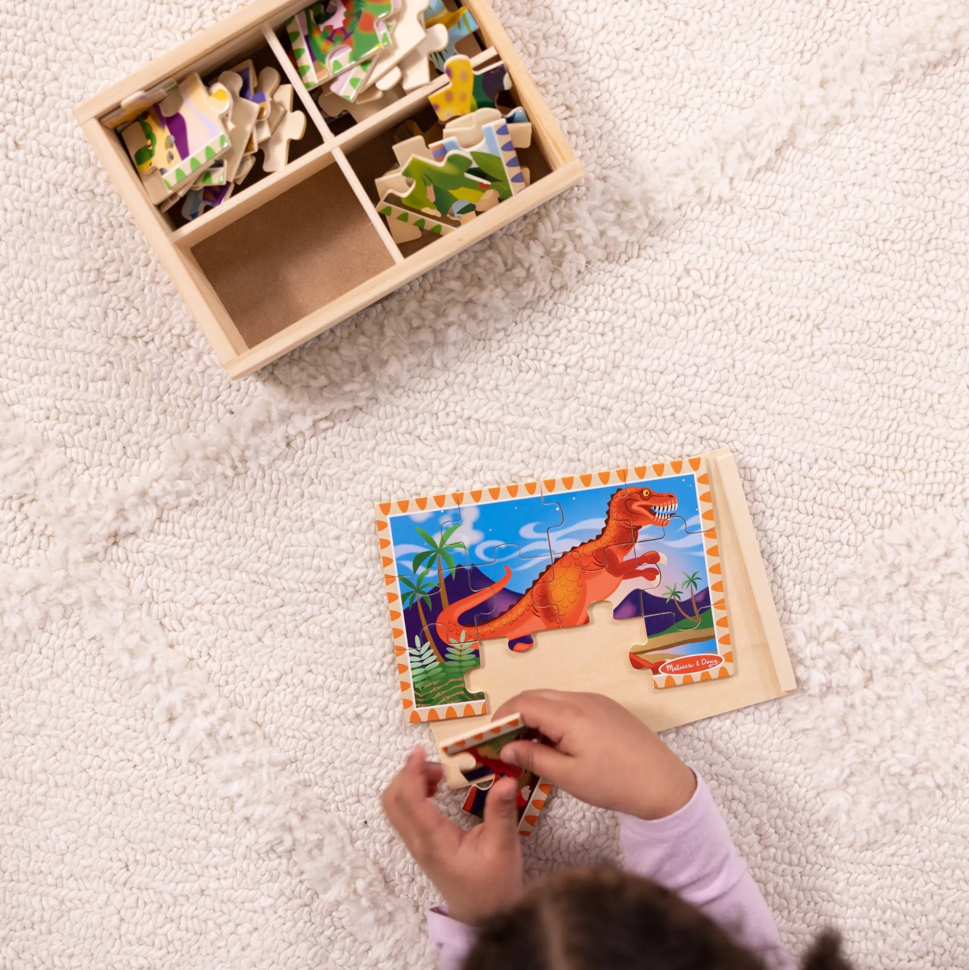 Wooden Jigsaw Puzzles in a Box - Dinosaurs