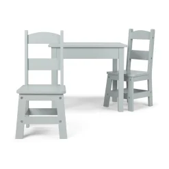 Wooden Table & 2 Chairs - Gray