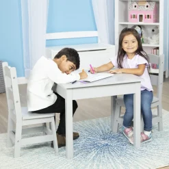 Wooden Table & 2 Chairs - Gray